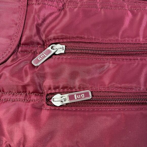 Lug Cable Car Cranberry Wine Bag Purse Quilted Adjustable Crossbody Hobo Zip Poc - Picture 2 of 14